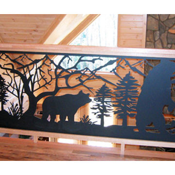 Loft & Balcony Railing Panel with Bear in the Forest