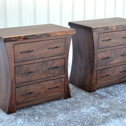 Walnut Nightstands with Curved Sides - Nightstands And Bedside Tables