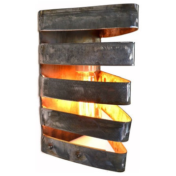 Wine Barrel Wall Sconce - Flatiron - Made from CA wine barrel rings