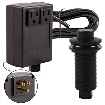 Raised Button Disposal Air Switch and Dual Outlet Control Box, Matte Black