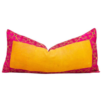 Antique Basanti Sindh Silk Pillow