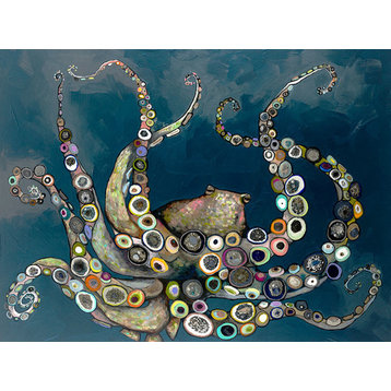 "Octopus in the Deep Blue Sea" Canvas Wall Art by Eli Halpin, 18"x14"