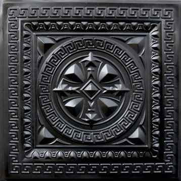 24"x24" D220 PVC Faux Tin Ceiling Tiles, Black