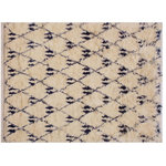 Bareen's Designer Rugs - Moroccan Stanfiel Ivory/Blue Wool Rug, 5'2 x 8'0 - Hand knotted from finest quality wool, this one-of-a-kind fashionable handmade Moroccan rug crafted by skilled artisans with trendy and elegant design and sophisticated modern pattern creates a compelling focal point in any living area.