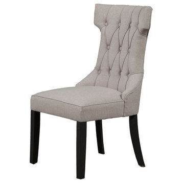 Manchester Set of 2 Upholstered Side Chairs, Light Grey/Black