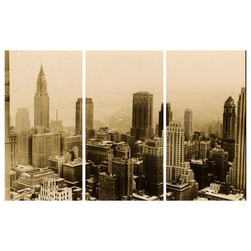 New York 1935 NYC Triptych 3 Piece Photographic Print on Wrapped Canvas Set
