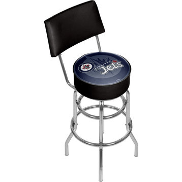 NHL Swivel Bar Stool With Back, Watermark, Winnipeg Jets