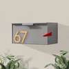 Short Stack Wall Mounted Mailbox + House Numbers, Gray, Brass Font