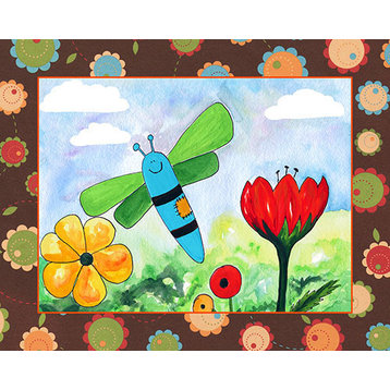 Patchwork Butterfly, Ready To Hang Canvas Kid's Wall Decor, 11 X 14