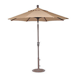 Christy Sports 7.5' Deluxe Push Button Tilt Aluminum Market Umbrella Straw Linen - Outdoor Umbrellas