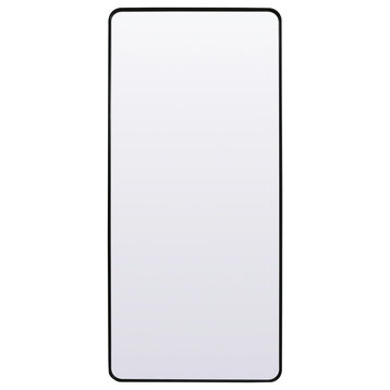 Soft Corner Metal Rectangle Full Length Mirror 32X72 Inch, Black