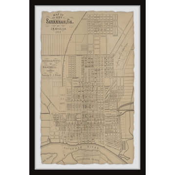 "Map of the City of Savannah, Georgia" Framed Painting Print, 8x12