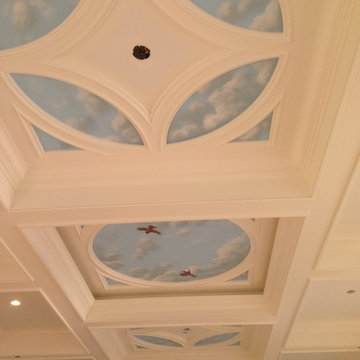 Sky Ceiling with Cardinals murals, hand-painted by Tom Taylor of Mural Art LLC