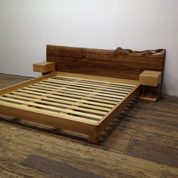 Custom Platform Bed with night stands and  slab head board - Products