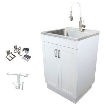 Transolid 24-in All-in-One Laundry/Utility Sink Kit with Faucet in White, Laundr