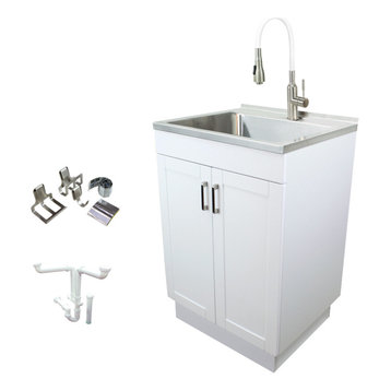 Transolid 24-in All-in-One Laundry/Utility Sink Kit with Faucet in White, Laundr