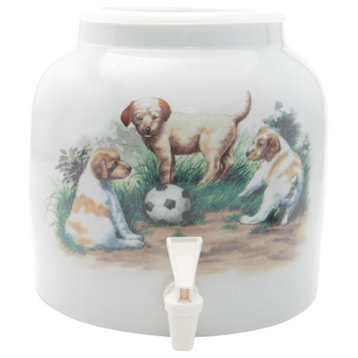Goldwell Designs Puppies & Ball Design Water Dispenser Crock