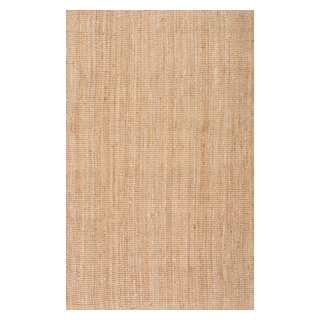 Plain Ribbed Rectangle Rug Handwoven Natural, Fibers Jute Ribbed Solid Rug, 3'x5' - Beach Style ...