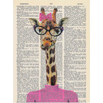 Art N Wordz - Art N Wordz Pinky the Giraffe Girl Original Dictionary Sheet Pop Art Print - Art N Wordz Pinky the Giraffe Girl Original Dictionary Sheet Pop Art Wall or Desk Art Print Poster
