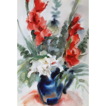 Eve Nethercott, Vase Of Flowers, P3.20, Watercolor Painting