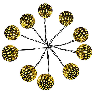 Modern Home Solar LED String Lights - Moroccan Metal Globe Lanterns