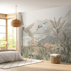 Tropical Jungle Themed Wallpaper, Customised Vintage Style - Wallpaper