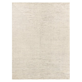 Crescent Hand-Knotted Wool Ivory Area Rug, 9'x12' - Contemporary - Area ...