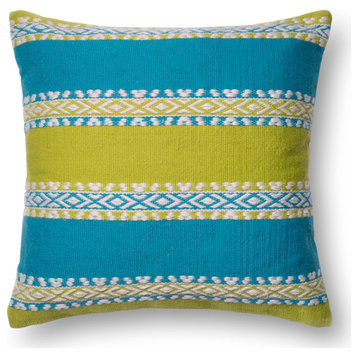 In/Out P0216 Decorative Throw Pillow by Loloi, Green and Blue, 22"x22"