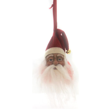 Christmas Jolly Santa Head Ornament Resin/Fabric 68655