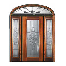 Pre-hung Side lights-Transom Door 80 Mahogany Courtlandt Full Lite Glass - Front Doors