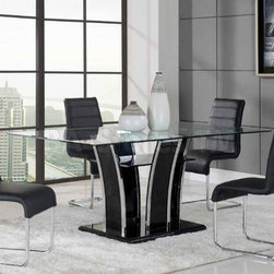 Modern Black / Chrome Dining Table with Shelf - Dining Tables