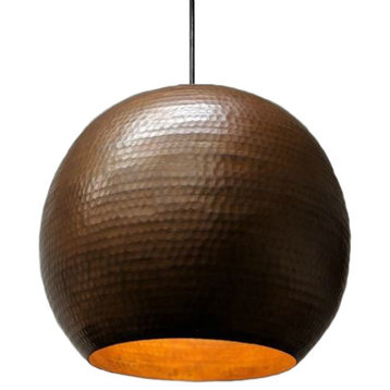 Copper Globe Pendant Light in Café Natural, Medium