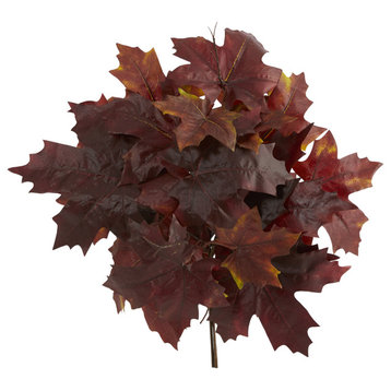 18" Autumn Maple Leaf Artificial Flower, Set of 2