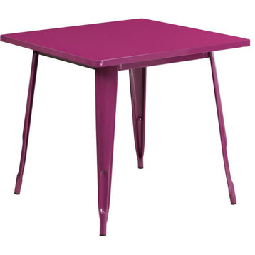 31.5" Square Purple Metal Indoor-Outdoor Table