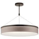 Kichler - Mercel 3-Light LED Pendant in Olde Bronze - Add softness to modern dining tables and kitchen islands with the floating style of the Mercel chandelier/pendant in Olde Bronze. A sheer linen shade in grey or white appears suspended in air by thin wires. The LED light delivers illumination while keeping the look clean and simple.  This light requires 3 ,  Watt Bulbs (Not Included) UL Certified.