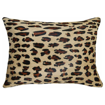 12"x20"x5" Leopard Cowhide Pillow