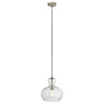 Kichler - Pendant 1-Light, Brushed Nickel - Inspired by antique, vintage perfume bottles, this Riviera 1 light pendant is the perfect touch of retro design. Use alone or in clusters to make a decorative statement. The clear fluted glass removes easily for cleaning.