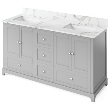 Jeffrey Alexander Addington 60" Gray Double Sink Vanity With Quartz Top