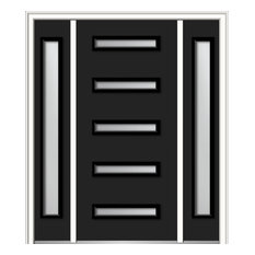 Frosted 5-Lite Fiberglass Smooth 68.5"x81.75", Right Hand In-Swing