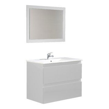 Metropolis Bathroom Vanity Unit, White, 80 cm