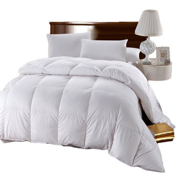 100% Cotton Solid White Down Comforter, Twin/Twin XL