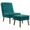 Modify Upholstered Lounge Chair and Ottoman, Teal