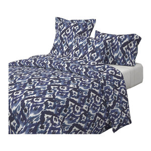 Diamond Ikat Black And White White Ikat Cotton Duvet Cover