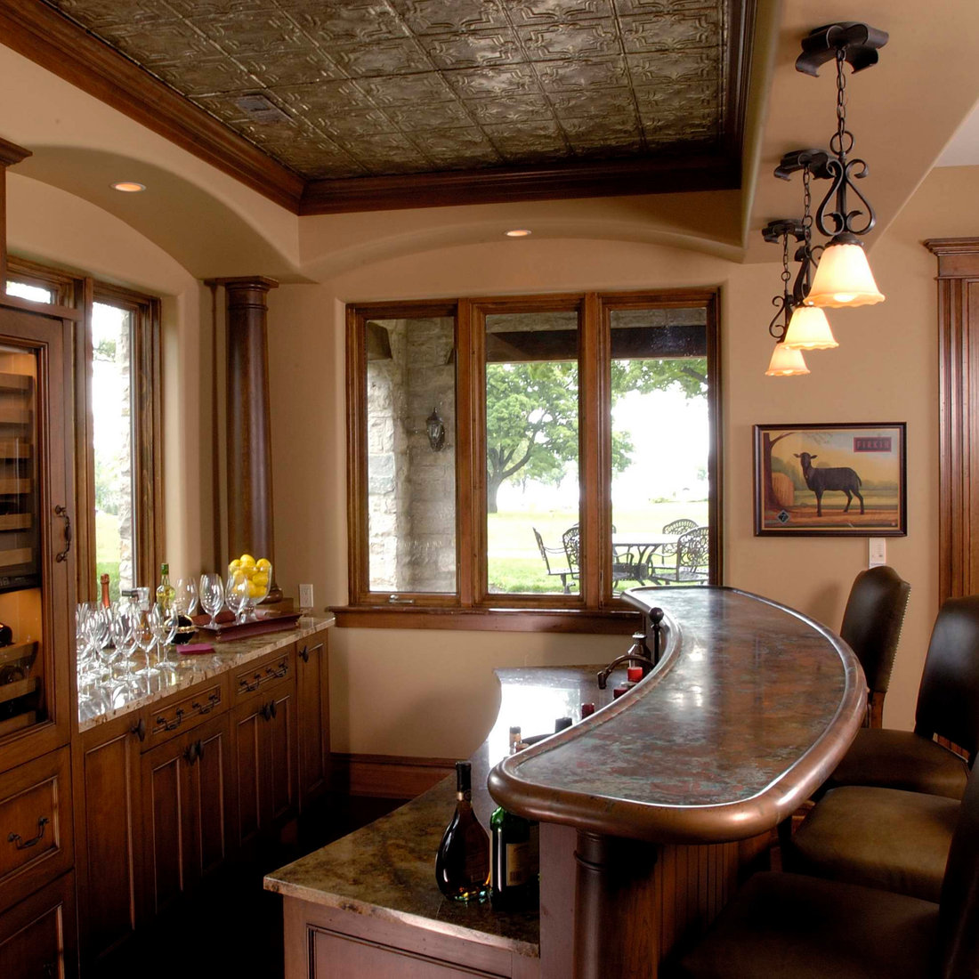 Rustic Cabinet Basement Wet Bar & Wine Storage
