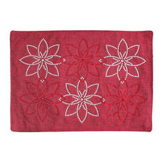 Pointsettia Holiday Placemat, Ash