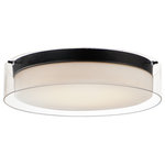 Maxim Lighting - Duo 16'' Round Flush Mount, Black - A double glass shade advances the double shade design with the integration of sleek and modern integration of design. Satin White inner glass shades are surrounded by a transparent Clear outer glass, available in your choice of Satin Nickel or Black finished base and supports.