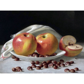 Tile Mural Apples and Chestnuts John F Francis Fruits Plate, 6"x8", Glossy