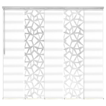 Scattered-Blanched Wh. 5-Panel Track Extendable Vertical Blind 58-110"x118.5"