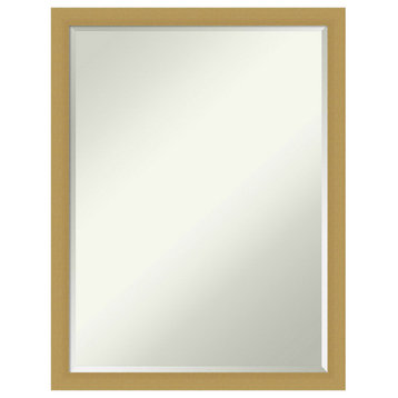 Grace Brushed Gold Narrow Petite Bevel Bathroom Wall Mirror 20 x 26 in.