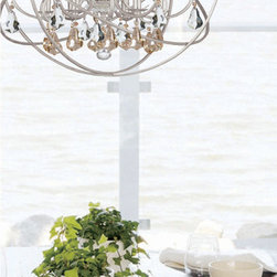 Solaris Collection 5-Light 22" Olde Silver Chandelier with Golden Shadow Hand Cu - Chandeliers